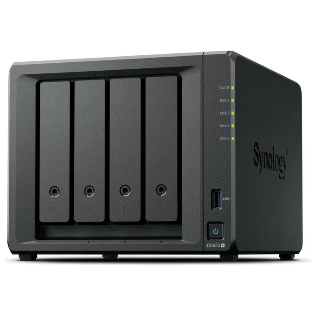 Synology DS925+ NAS 4-Bay, Ryzen V1500B, 4 GB ECC, 2×2.5GbE Synology DS925+ NAS 4-Bay, Ryzen V1500B, 4 GB ECC, 2×2.5GbE
