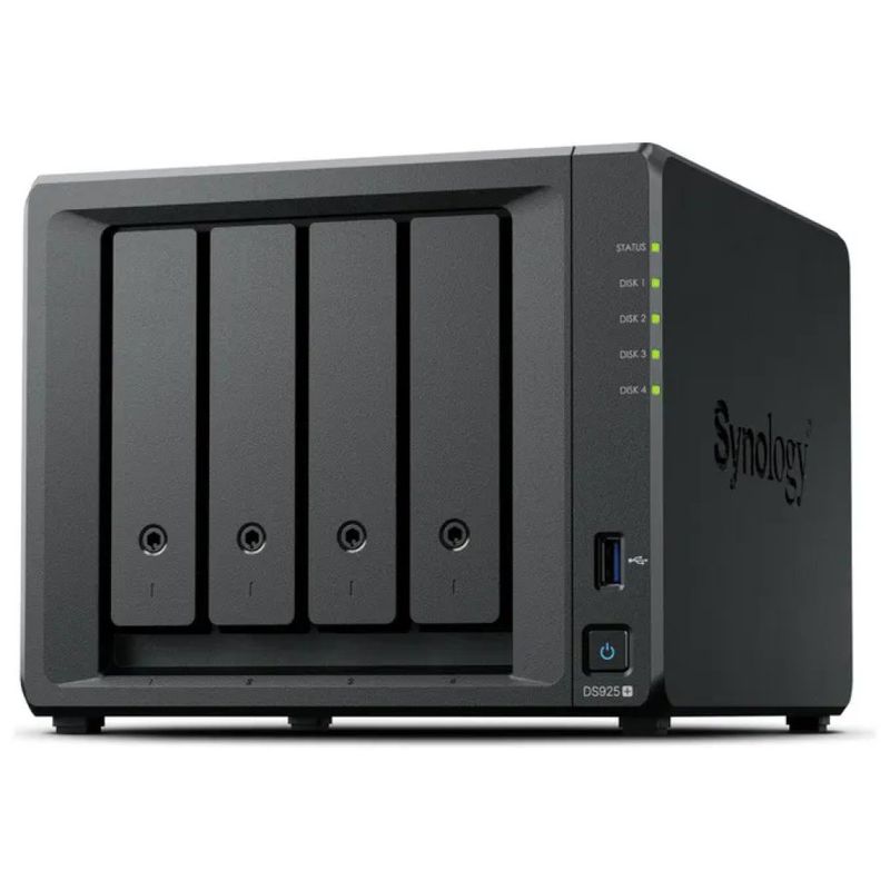 Synology DS925+ NAS 4 Bay AMD Ryzen V1500B 4 GB DDR4 ECC 2x2.5GbE 2xUSB 2xM