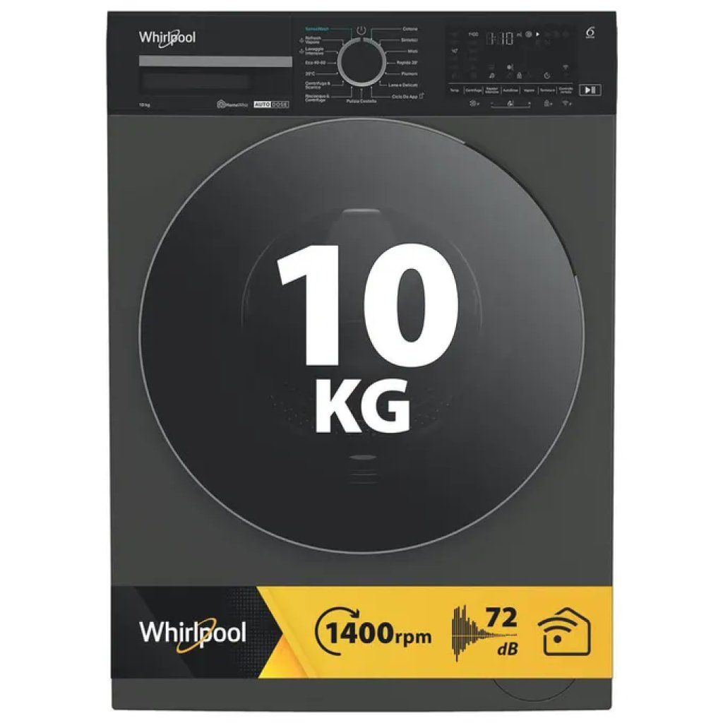 Whirlpool WPM011GADSIT Lavatrice 10 kg 1400 giri/min, Classe A, WiFi, AutoDose, Inverter, grigio Whirlpool WPM011GADSIT Lavatrice 10 kg 1400 giri/min, Classe A, WiFi, AutoDose, Inverter, grigio