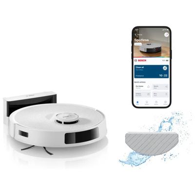 Bosch BCRC2W Spotless Advanced Robot Aspirapolvere e Lavapavimenti, LiDAR, 160 min, Wi-Fi, Bianco Bosch BCRC2W Spotless Advanced Robot Aspirapolvere e Lavapavimenti, LiDAR, 160 min, Wi-Fi, Bianco
