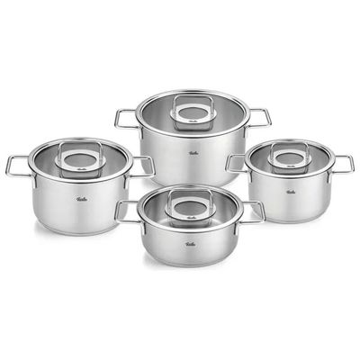 Fissler Pure Collection Set di Pentole in Acciaio Inox, 4 Pezzi