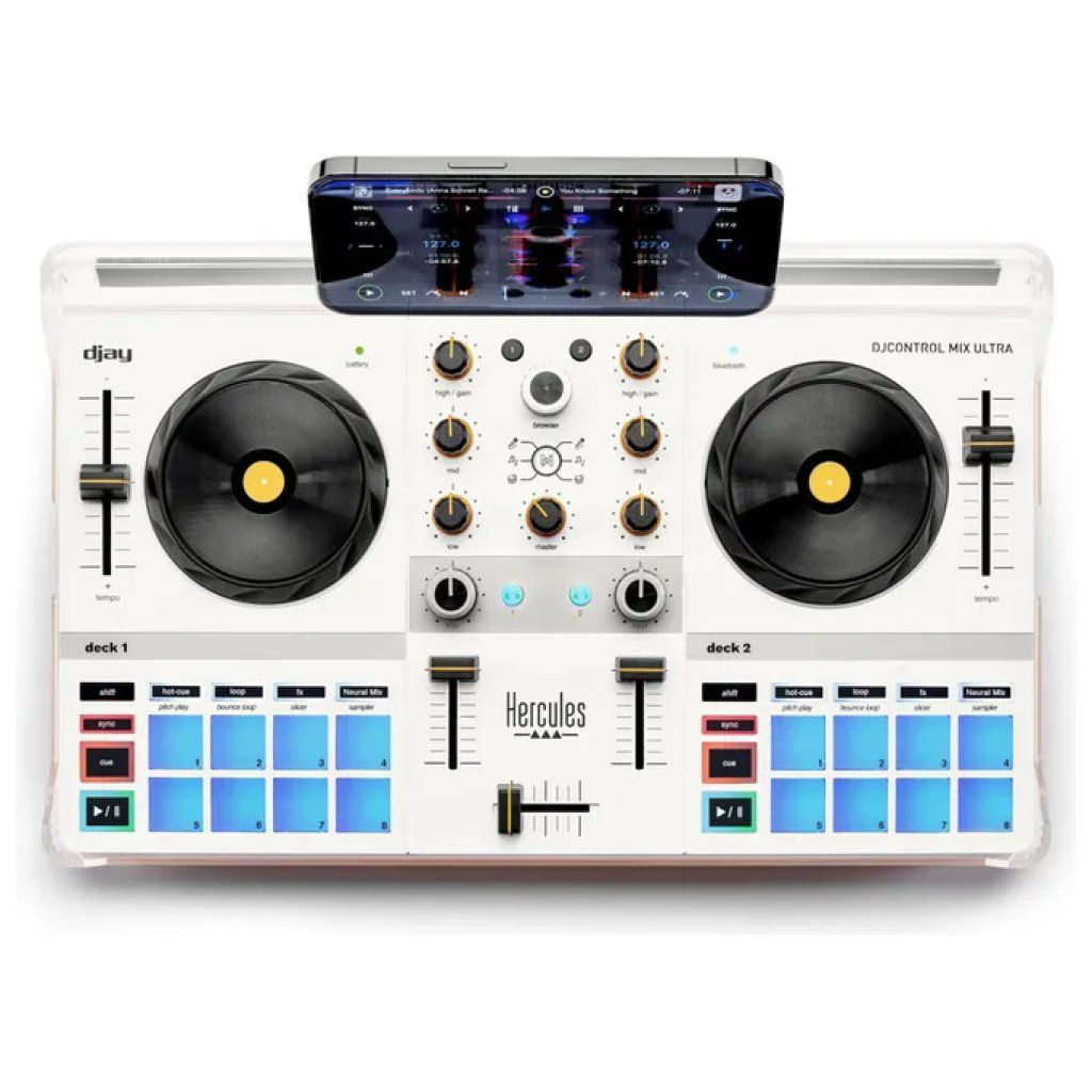 Hercules DJControl Mix Ultra – Controller DJ Bluetooth Portatile Bianco