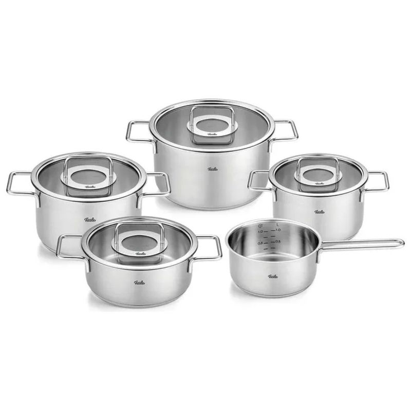 Fissler Pure Set di Pentole 5 Pezzi in Acciaio Inox