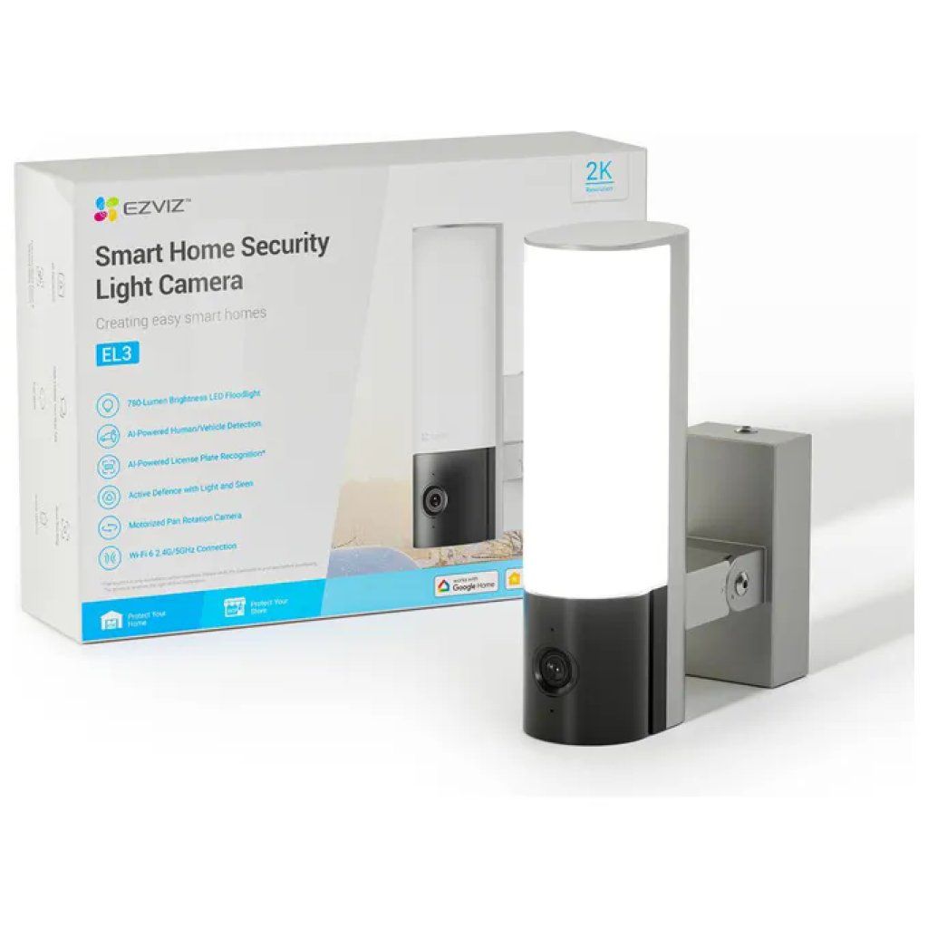 EZVIZ EL3 Telecamera di Sicurezza 2K con Lampada da Parete