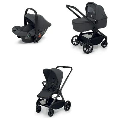 Brevi Brio Trio 3 in 1: passeggino, navicella e seggiolino i-Size, grigio scuro Brevi Brio Trio 3 in 1: passeggino, navicella e seggiolino i-Size, grigio scuro