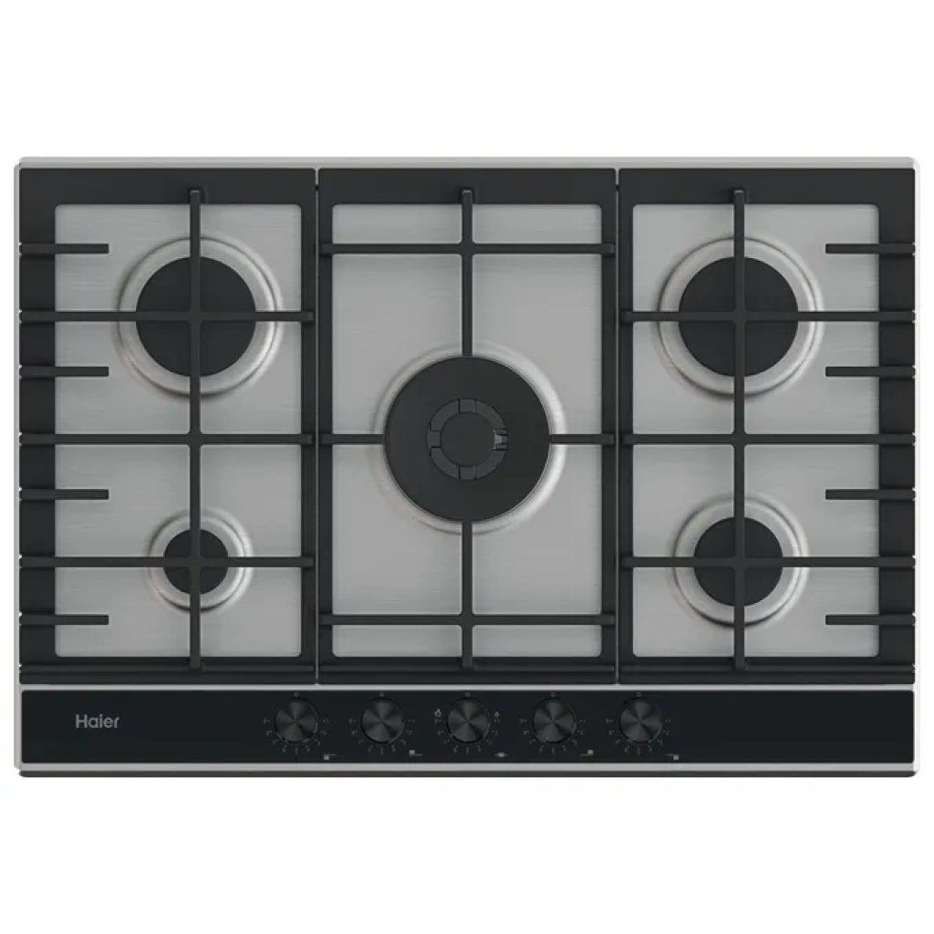Haier HAHG7W5XH Piano Cottura a Gas 75 cm, 5 Fuochi, Acciaio Inox