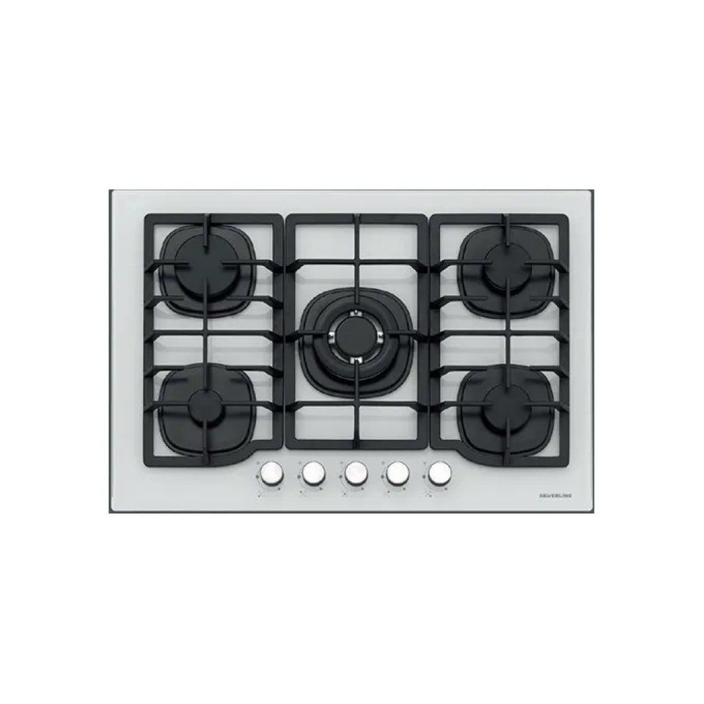 Silverline CS5405W01 Piano Cottura a Gas 5 Fuochi, 75 cm, Vetro Bianco
