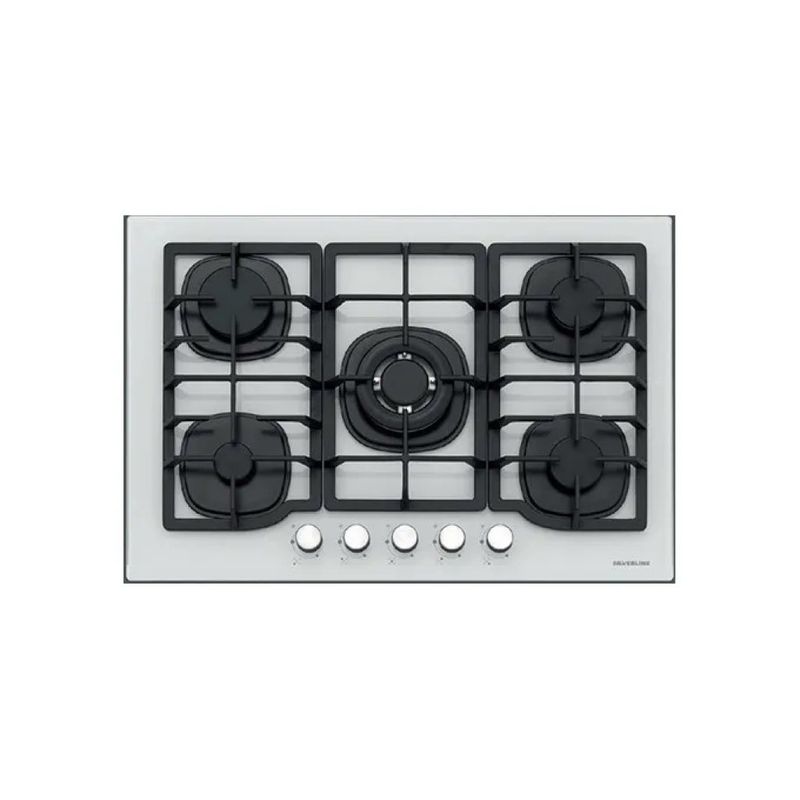 Silverline CS5405W01 Piano Cottura a Gas 5 Fuochi, 75 cm, Vetro Bianco