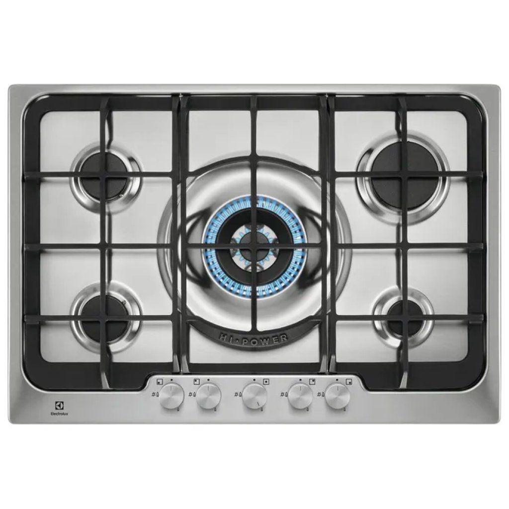 Electrolux PX750UOV SoftLine Piano cottura a gas 75 cm, 5 fuochi, griglie in ghisa, acciaio inox Electrolux PX750UOV SoftLine Piano cottura a gas 75 cm, 5 fuochi, griglie in ghisa, acciaio inox