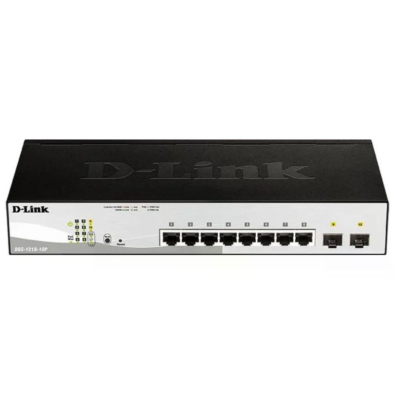 D-Link DGS-1210-10P Switch Gigabit gestito L2 PoE, 8 porte, rack 1U