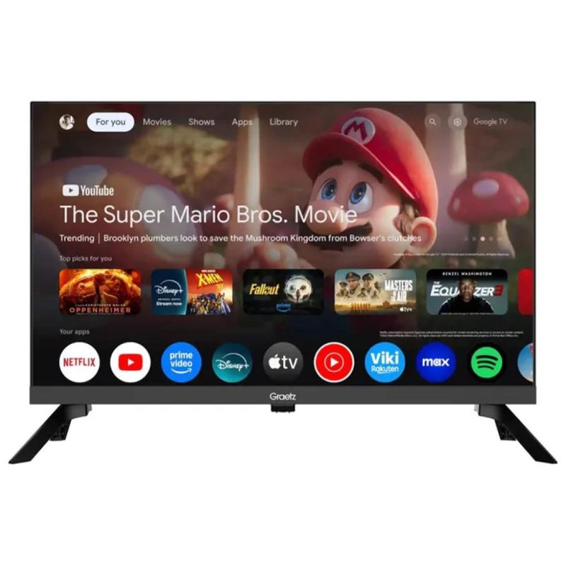 Graetz GR24G1300 Smart TV LED 24” HD Ready Android 14, Wi-Fi, Bluetooth e alimentazione 12 V