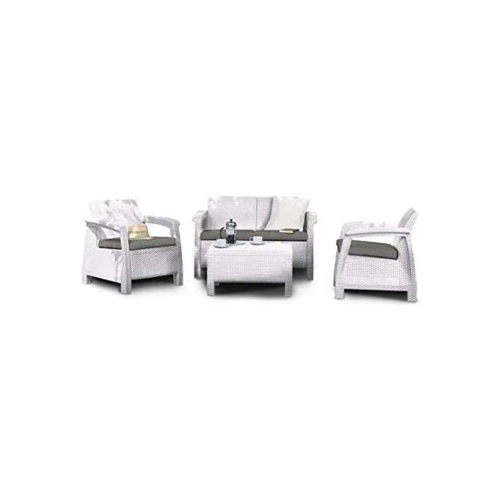 Keter Corfu Set Salotto da Giardino Bianco, 4 Pezzi