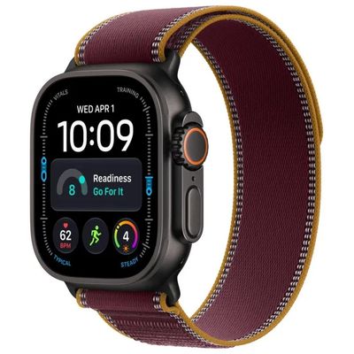 Apple Watch Ultra 4 GPS + Cellular 49 mm in titanio nero con Trail Loop borgogna Apple Watch Ultra 4 GPS + Cellular 49 mm in titanio nero con Trail Loop borgogna