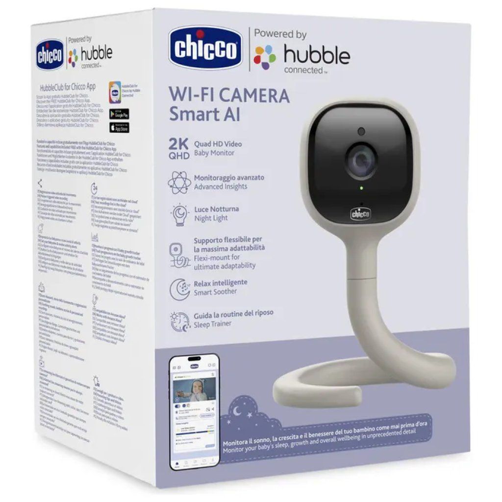 Chicco Video Baby Monitor Wi-Fi Smart AI 2K UHD con App HubbleClub Chicco Video Baby Monitor Wi-Fi Smart AI 2K UHD con App HubbleClub
