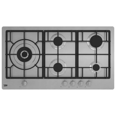 Beko HIML95225SXE Piano Cottura a Gas 90 cm, 5 Fuochi con Wok e Griglie in Ghisa, Inox Beko HIML95225SXE Piano Cottura a Gas 90 cm, 5 Fuochi con Wok e Griglie in Ghisa, Inox