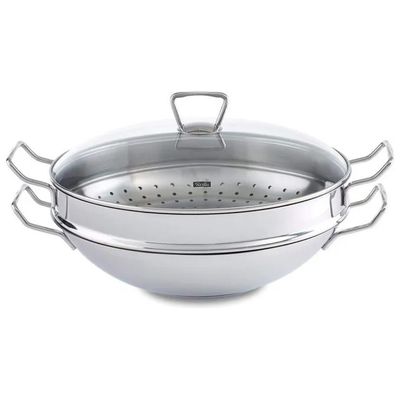 Fissler Nanjing Wok 36 cm con Coperchio e Vaporiera Fissler Nanjing Wok 36 cm con Coperchio e Vaporiera