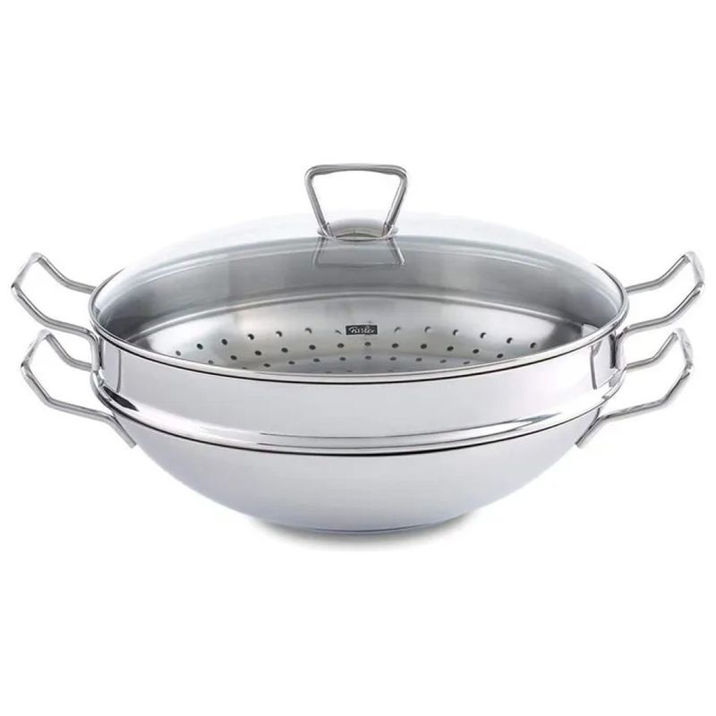 Fissler Nanjing Wok 36 cm con Coperchio e Vaporiera