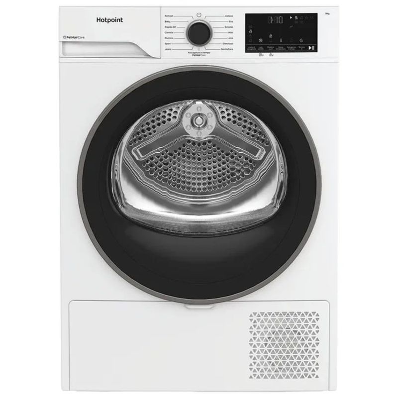 Hotpoint HPT94DBSIT Déclica Asciugatrice Pompa di Calore 9 Kg Classe C EasyIron PetHair 15 Programmi