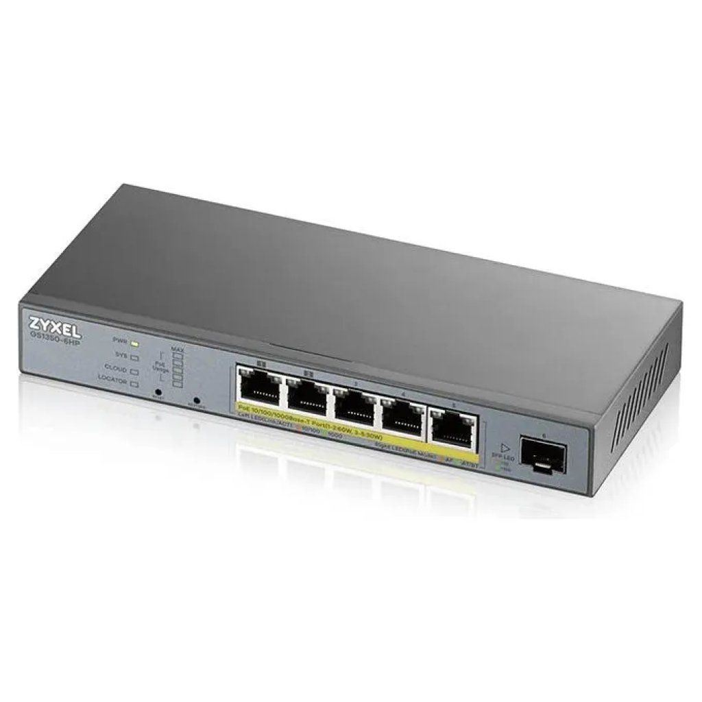 Zyxel GS1350-6HP Switch Smart Managed PoE+ 5 Porte Gigabit con SFP Zyxel GS1350-6HP Switch Smart Managed PoE+ 5 Porte Gigabit con SFP
