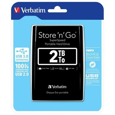 Verbatim Store ’n’ Go Hard Disk Esterno Portatile 2 TB USB 3.0 Nero