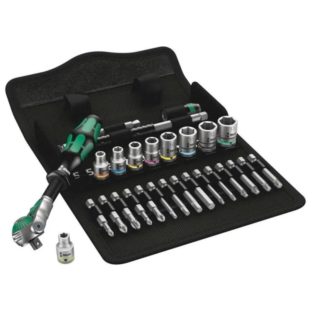 Wera Zyklop Speed 8100 SA 6 – Set cricchetto e bussole da 1/4", 28 pezzi