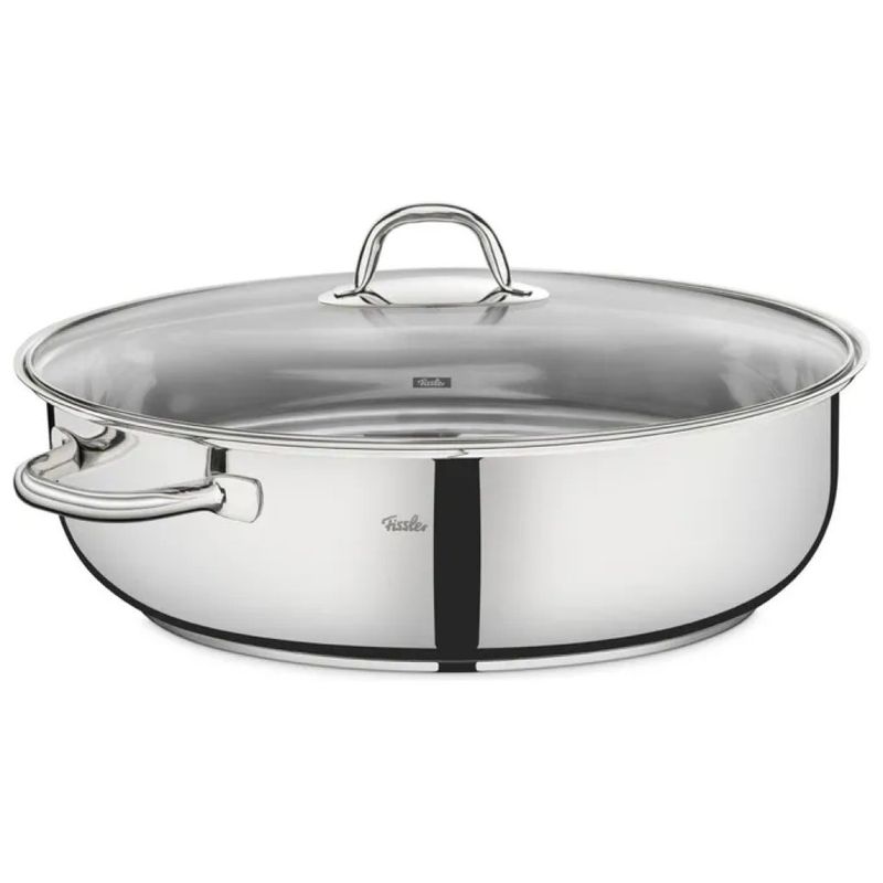 Fissler Rostiera Ovale in Acciaio Inox 8,8 L, 38 cm con Coperchio in Vetro