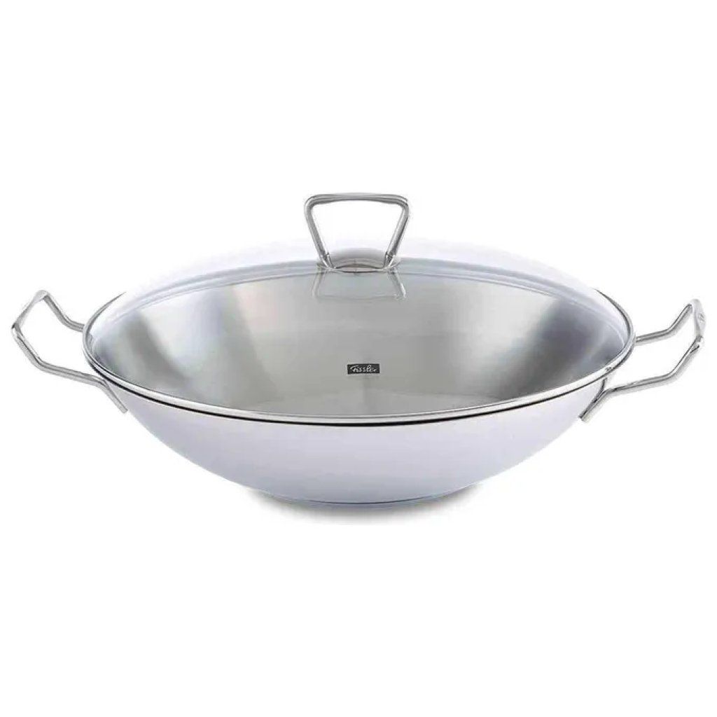 Fissler Kunming Wok 36 cm in Acciaio Inox con Coperchio