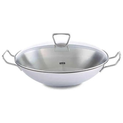 Fissler Kunming Wok 36 cm in Acciaio Inox con Coperchio Fissler Kunming Wok 36 cm in Acciaio Inox con Coperchio