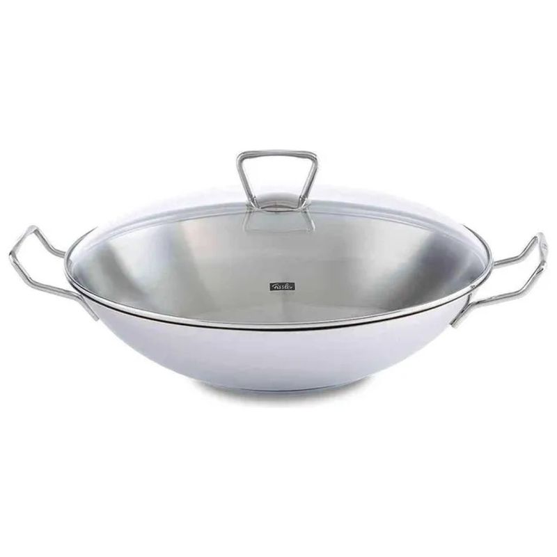 Fissler Kunming Wok 36 cm in Acciaio Inox con Coperchio