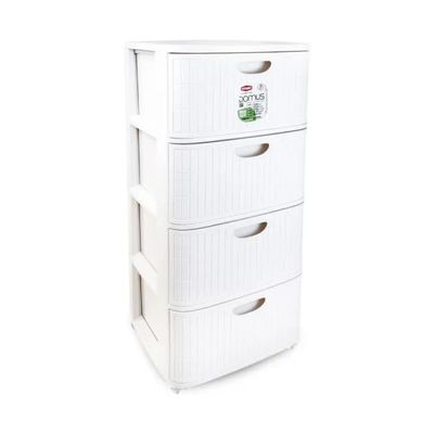 Stefanplast Domus – Cassettiera bianca a 4 cassetti con ruote, 40 × 40 × 80 cm