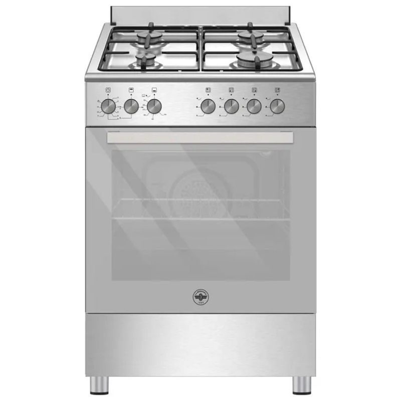 La Germania SE664GX24 Cucina a Gas 60 cm Inox, 4 Fuochi, Forno Ventilato 57 L