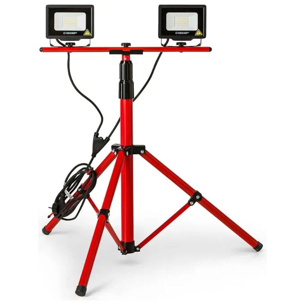 Velamp IS747NG Proiettore LED Doppio con Treppiede, 40 W, 3200 lm, IP65