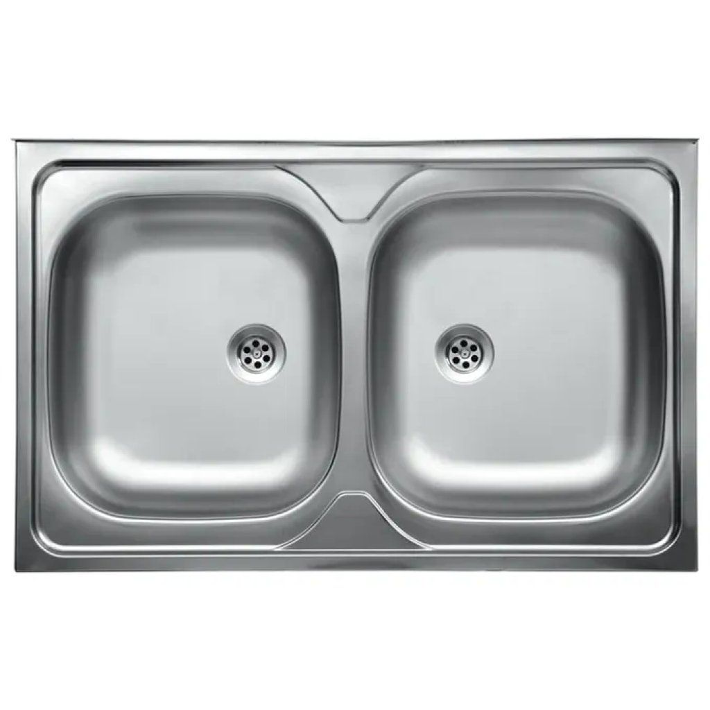 SAMET Lavello da appoggio inox 80 x 50 cm con doppia vasca