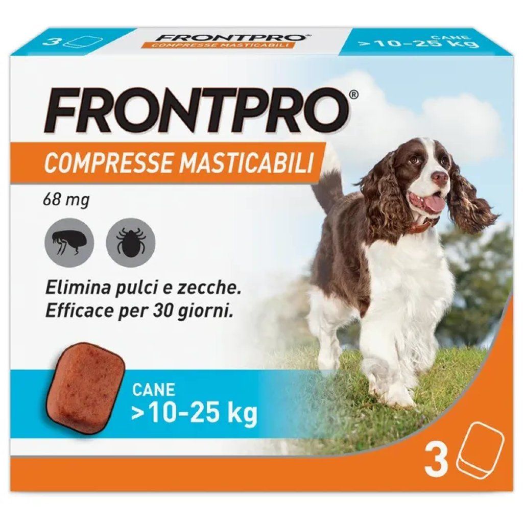 FRONTLINE FRONTPRO Compresse Masticabili per Cani 10–25 kg, 68 mg, 3 Pezzi