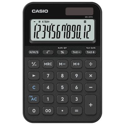 Casio MS-20YC-BK Calcolatrice da Tavolo Nera, 12 Cifre