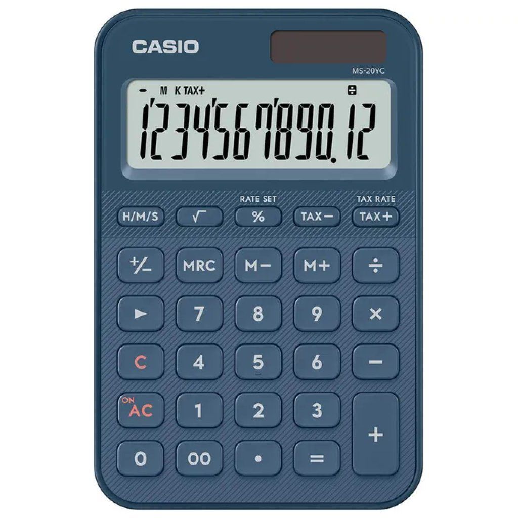 Casio MS-20YC-NY – Calcolatrice da tavolo blu, 12 cifre Casio MS-20YC-NY – Calcolatrice da tavolo blu, 12 cifre
