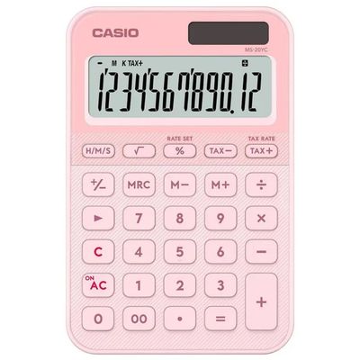 Casio MS-20YC-LP Calcolatrice da Tavolo Rosa Chiaro, 12 Cifre