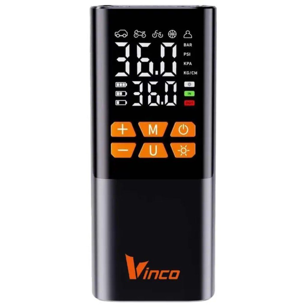 Vinco CE60625 Compressore Portatile 60 W, 150 PSI con Display LCD e USB-C