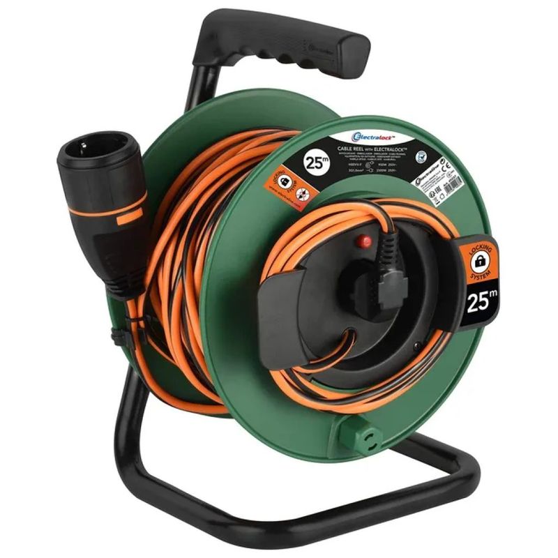 Electraline 49237 Avvolgicavo da Giardino 25 m, 2300 W