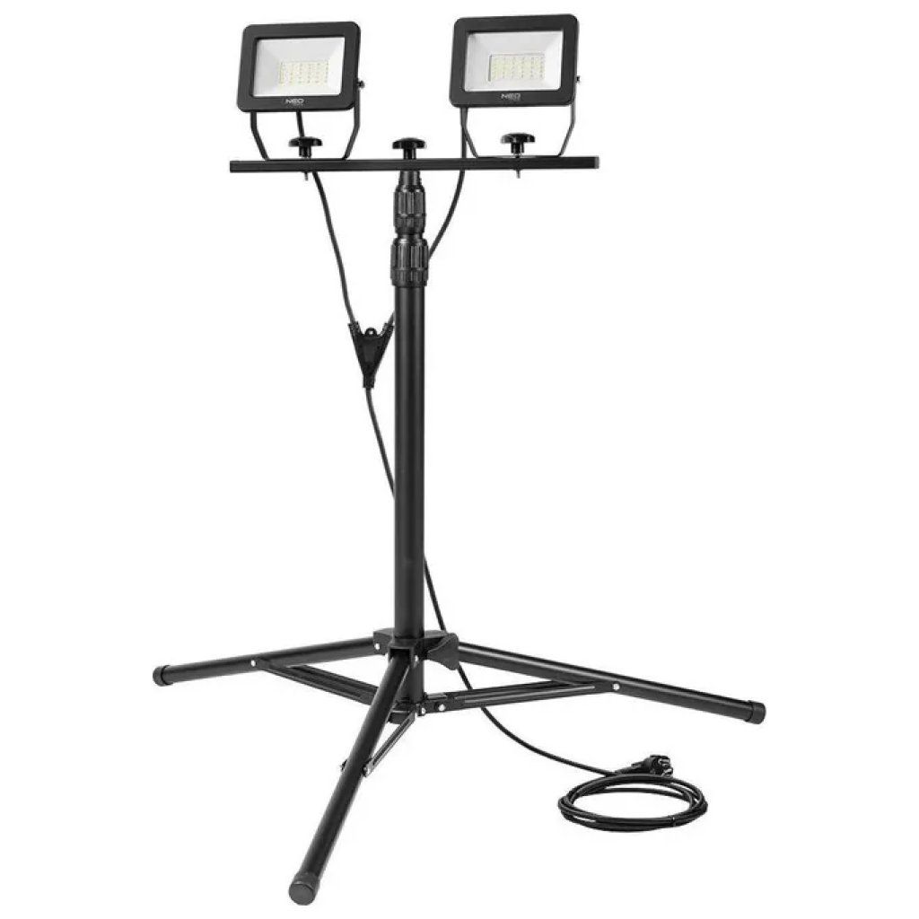 NEO TOOLS 99-061 Proiettore LED doppio con treppiede telescopico, 2 × 30 W