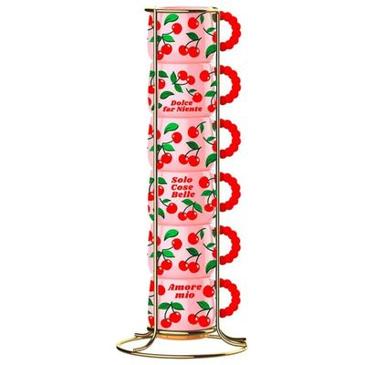 Bialetti PFRUIT007 – Set 6 Tazze Ciliegie con Supporto