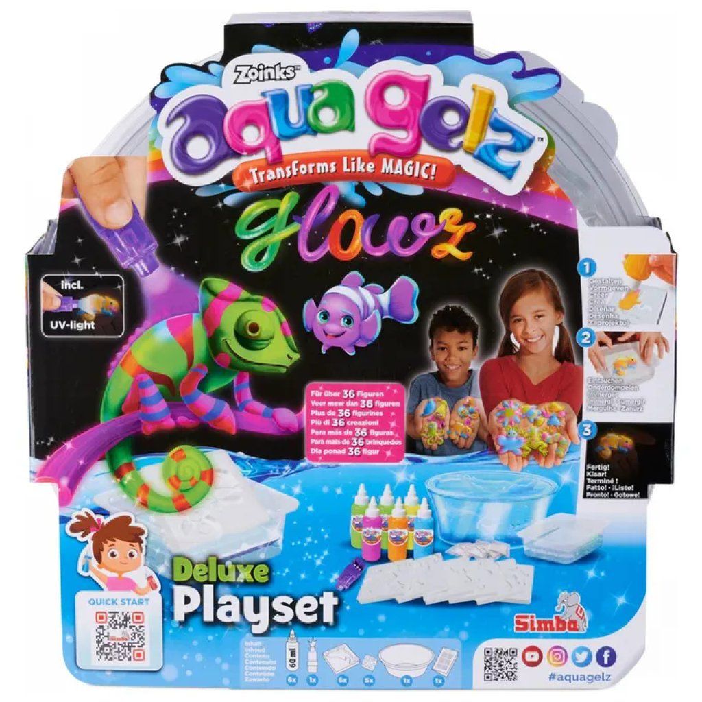 Simba Aqua Gelz Deluxe Glow in the Dark – Set creativo con torcia UV Simba Aqua Gelz Deluxe Glow in the Dark – Set creativo con torcia UV