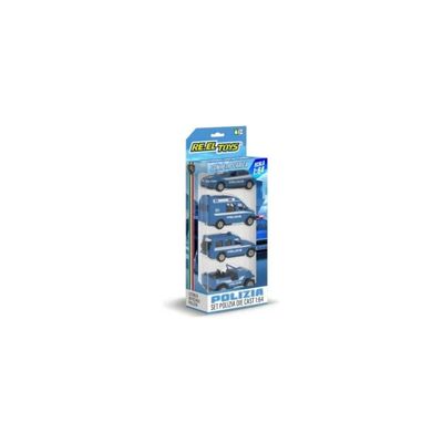 RE.EL TOYS Set di 4 Veicoli della Polizia Die-Cast 1:64