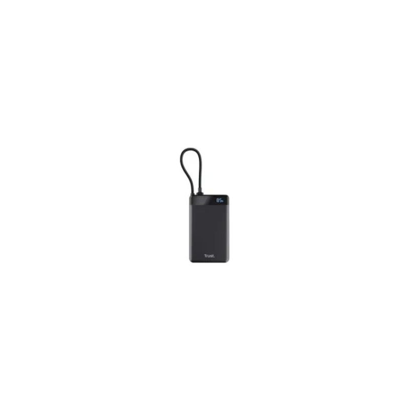Trust Fiera Powerbank 10.000 mAh con Cavo Integrato, Nero