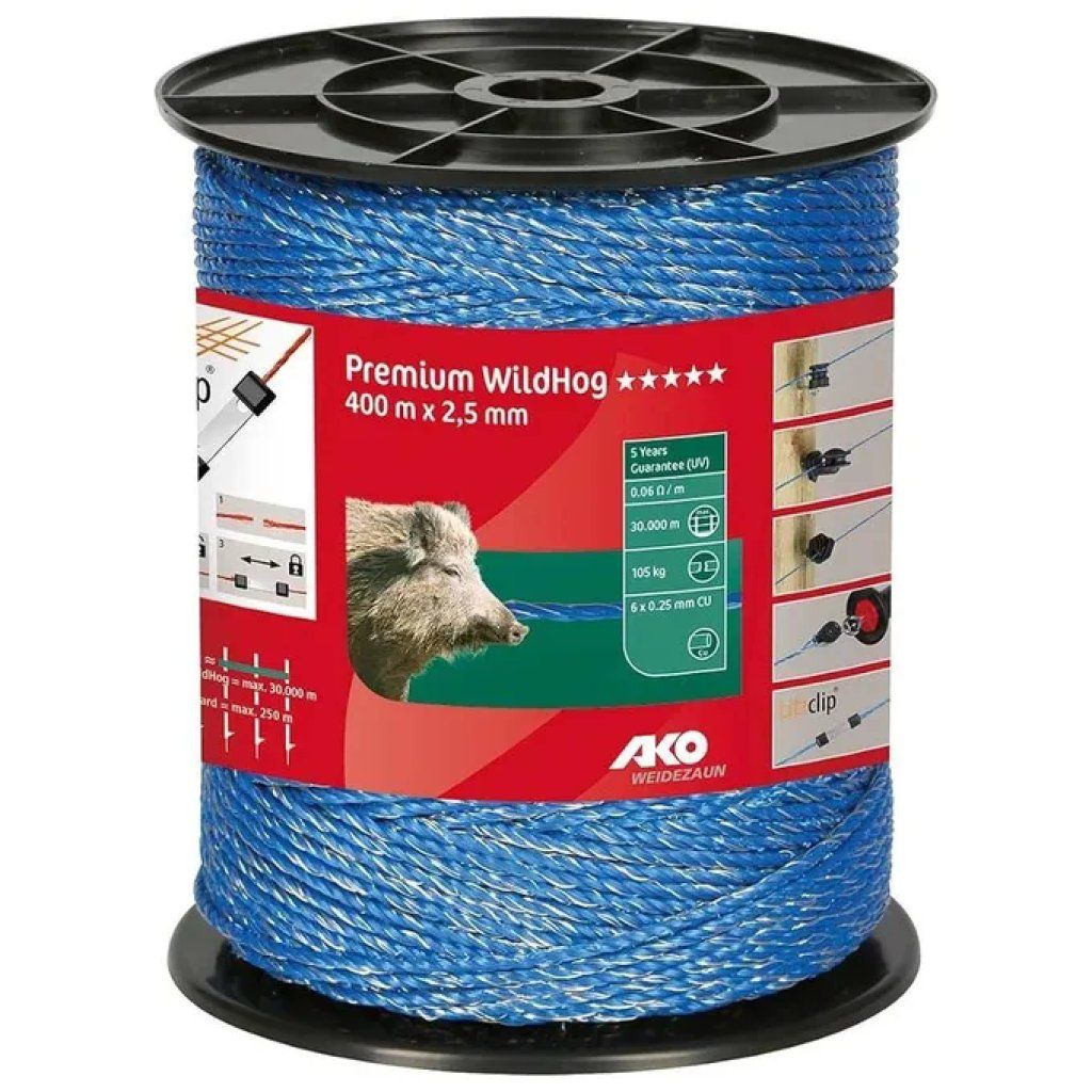 ALBERT KERBL AKO Premium WildHog, filo elettrificato nero da 400 m