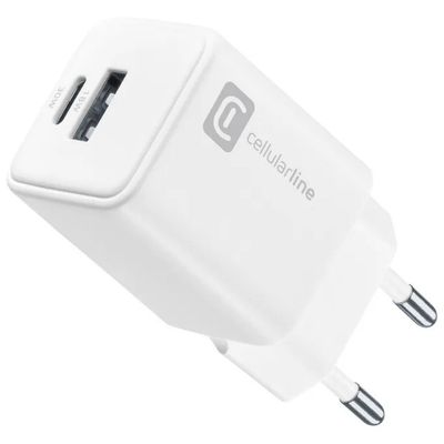 Cellularline Multipower GaN 30W – Caricatore USB-C e USB-A Bianco