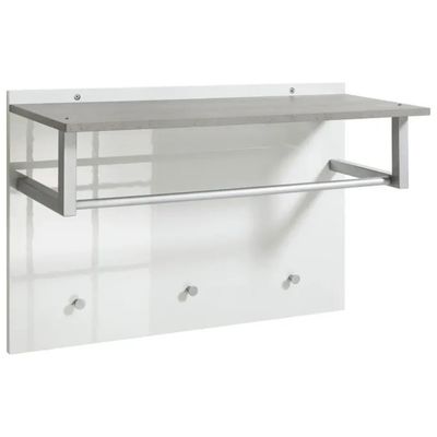 Composad Galaverna Appendiabiti da Parete con Cappelliera, 3 Ganci, Effetto Cemento e Bianco, 60 × 80 cm