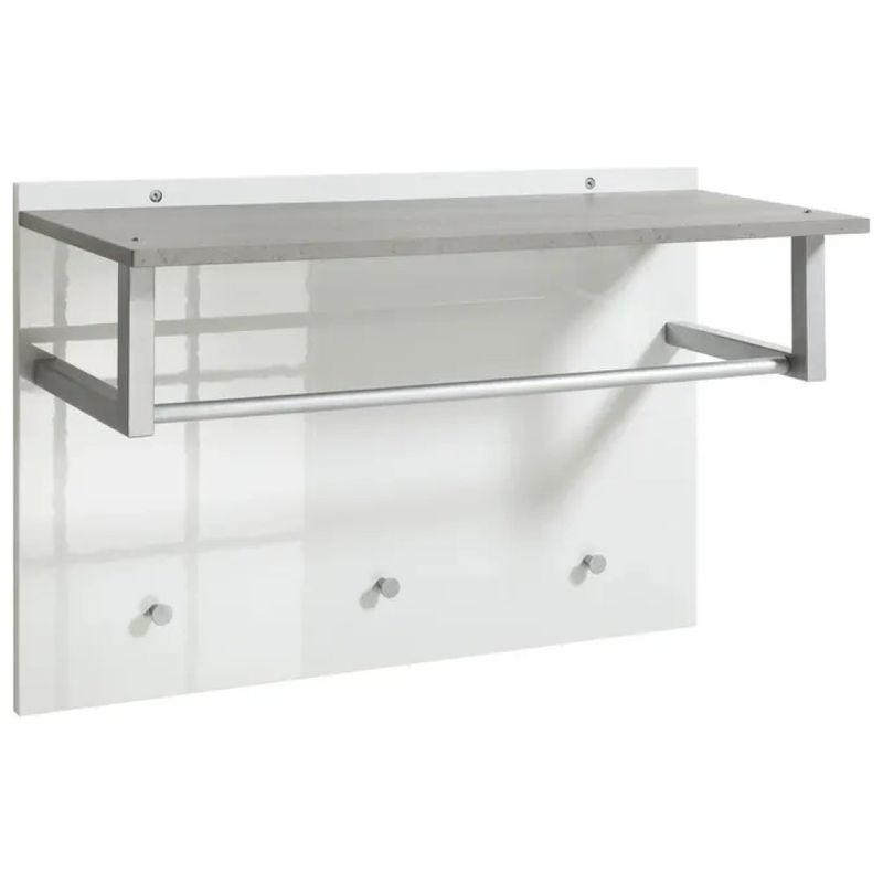 Composad Galaverna Appendiabiti da Parete con Cappelliera, 3 Ganci, Effetto Cemento e Bianco, 60 × 80 cm