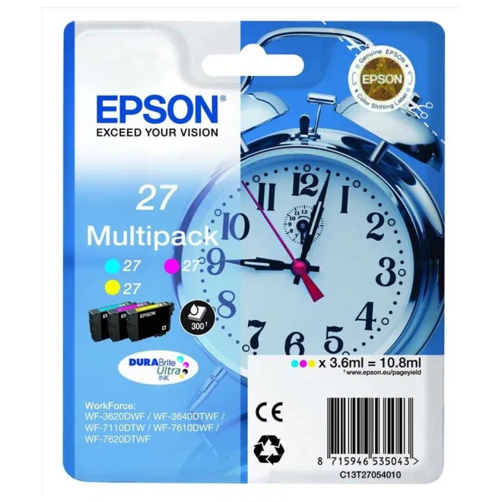 Epson Multipack Cartucce Originali Epson DURABrite Ultra 27 XL - Ciano, Magenta e Giallo