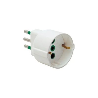FANTON 82120 Adattatore Spina Italiana 2P+T a Presa Schuko, Bianco, 10A/16A